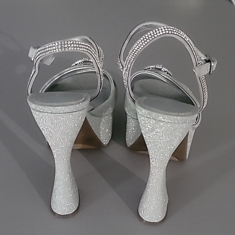 Gianni Bini Dempsey Glitter Rhinestone Bow Platform Sandals Size 9M - Picture 9 of 15